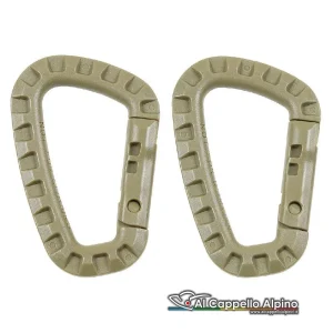 Moschettone MFH Carabiner D Tan, Polyoxymethylene (POM), 5,5×8,5 cm, conf da 2