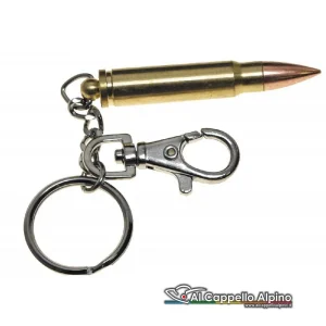 Portachiavi MFH Cartuccia Fucile, metallo, moschettone e anello, 6 cm