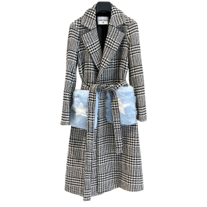 Cappotto vestaglia con tasche in ecopelliccia