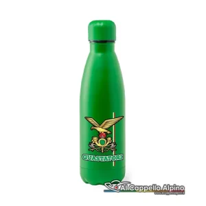 Borraccia ACA Guastatori Alpini 790 ml Verde opaco, acciaio inox, con moschettone, 25,7×7,4 cm