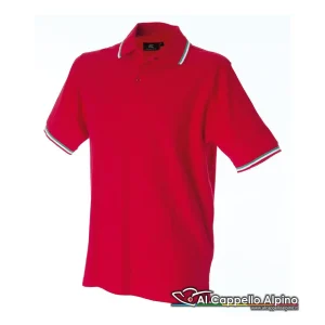 Polo JRC Aosta Red 200 gr 100% cotone piquet, manica corta e colletto con tricolore