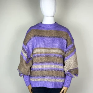 COLOUR MARKET GIROCOLLO RIGHE LILLA/CAMMELLO