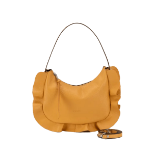 <b>RIPANI</b> Borsa aspalla con rouches laterali colore SENAPE