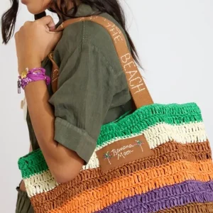 Borsa in rafia con Motivo colorato Banana Moon