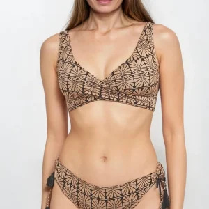 Bikini Bralette con Fantasia Geometrica Caramello Watercult