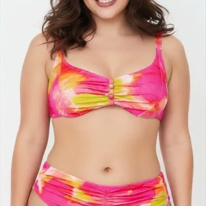 Bikini con Ferretto Slip Alto increspatura Centrale FLUO Charmline