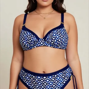 Bikini con Ferretto e Slip Regolabile Stampa Geometrica Charmline
