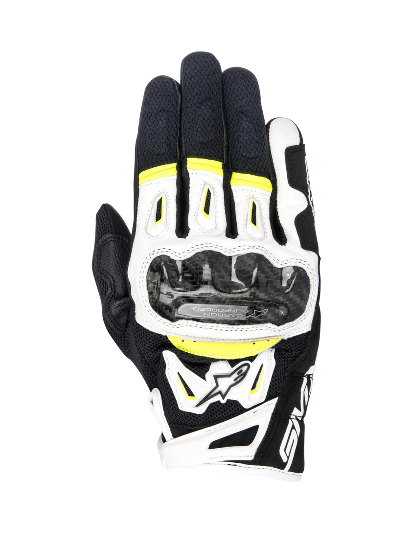 Guanti Estivi Alpinestars Smx-2 Air Carbon V2 Black White Yellow Fluo - immagine 2