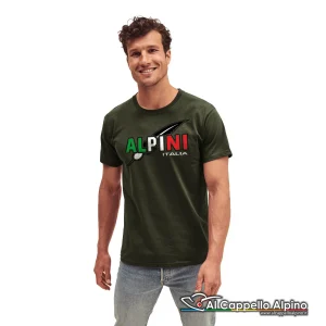 T-shirt ACA Alpini tricolore Verde Oliva, 100% cotone