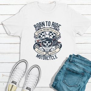 T-shirt stampata Born To Ride Motorcycle