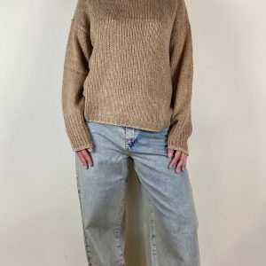 Colour Market Maglia Collo Alto Profilato Cammello