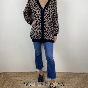 KONTATTO CARDIGAN MACULATO CAMMELLO