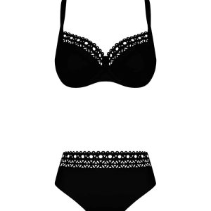 Bikini Ajourage nero con slip coulisse Lise Charmel