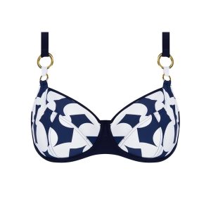 Bikini ferretto blu e bianco con slip normale Lise Charmel