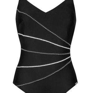 Costume intero nero con motivo bianco Charmline