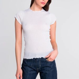 Maglia Donna in Filoscozia Bianca Ajourè – Oscalito