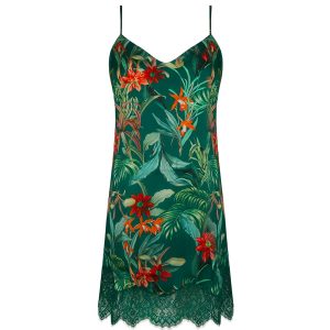 Sottoveste in Seta Verde Floreale – Lise Charmel